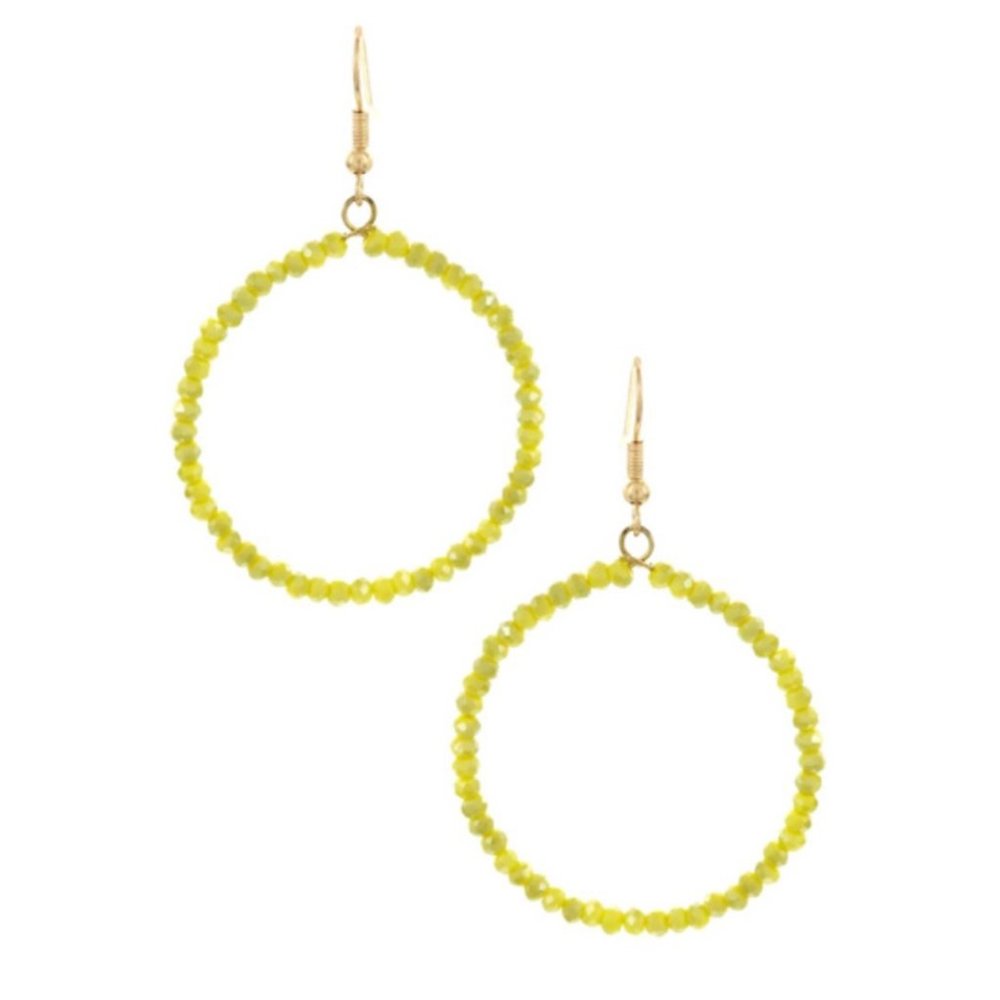 Bluebell Beaded Sparkle Hoop Earrings Yellow NWT